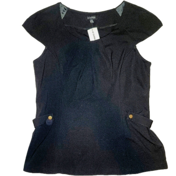 Le Chateau black button detail cap sleeve  top in sz xxl - Picture 1 of 5